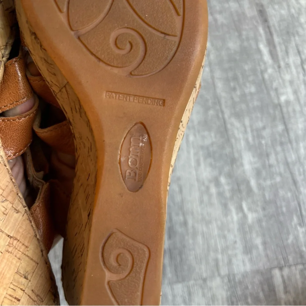 Born Butterfly Leather Wedges Comfort Brown Women's Size 9 Sandals